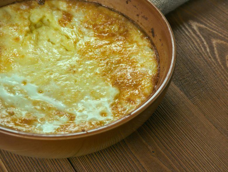 Batata com bacalhau gratinado