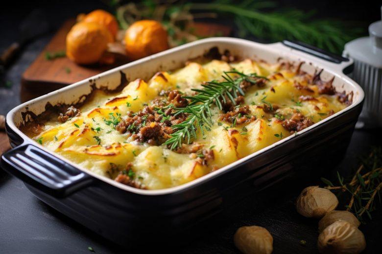 Carne moída com batata ao forno