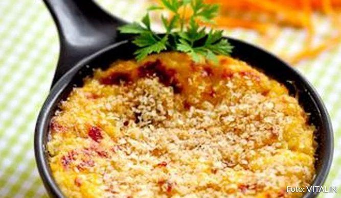 Peixe desfiado gratinado