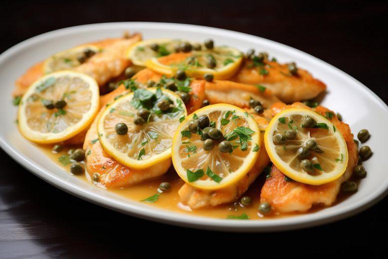Salmão com molho de laranja e alcaparras
