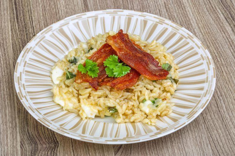 Risoto de rúcula e mussarela