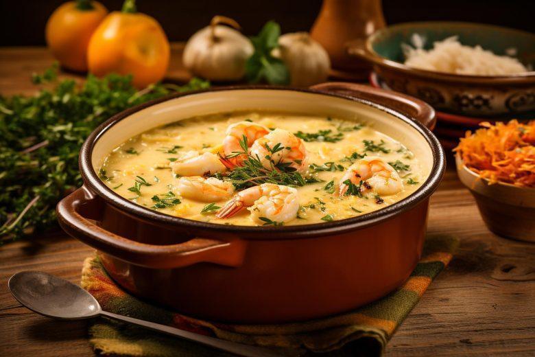 Sopa de creme de camarão