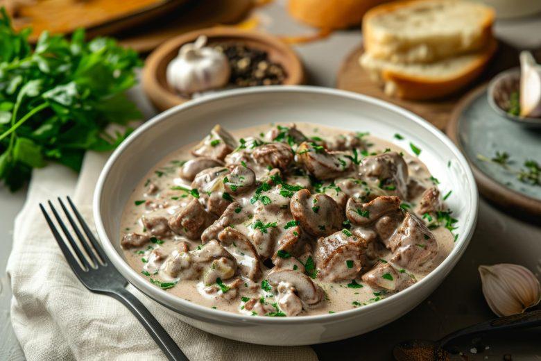 Estrogonofe de carne ao vinho