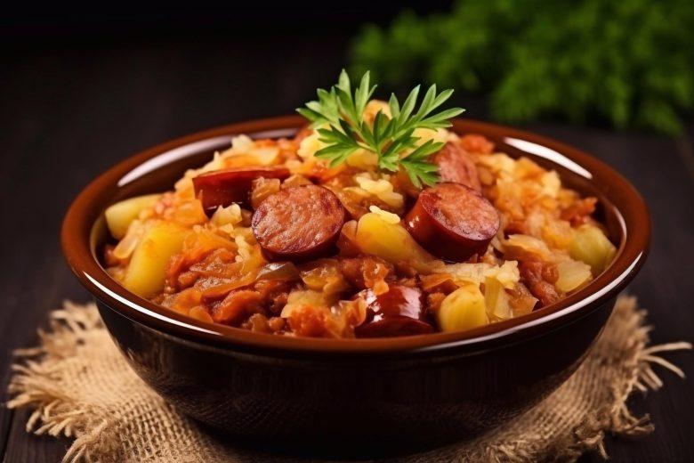 Repolho com linguiça de porco