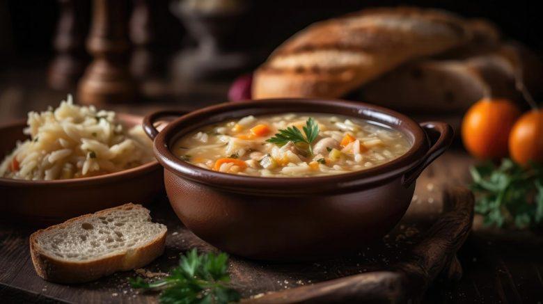 Sopa de arroz com galinha