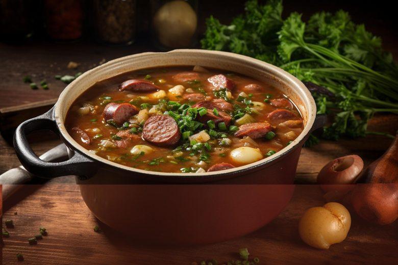 Sopa de tomate com linguiça