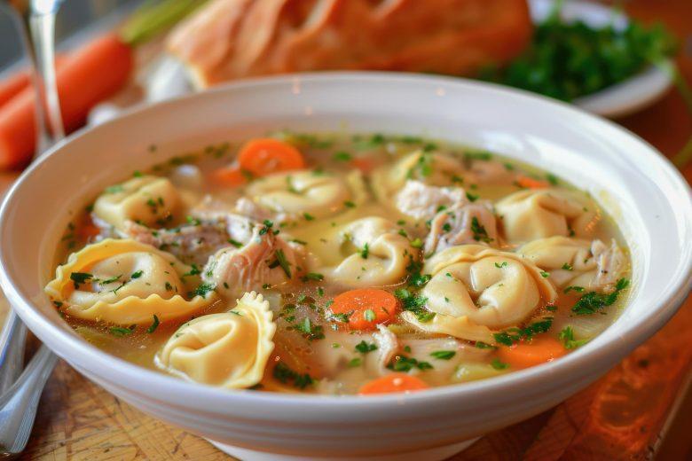 Sopa de salmão com tortelini
