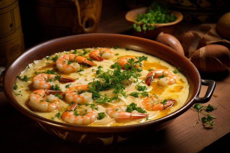 Sopa de gema com camarão