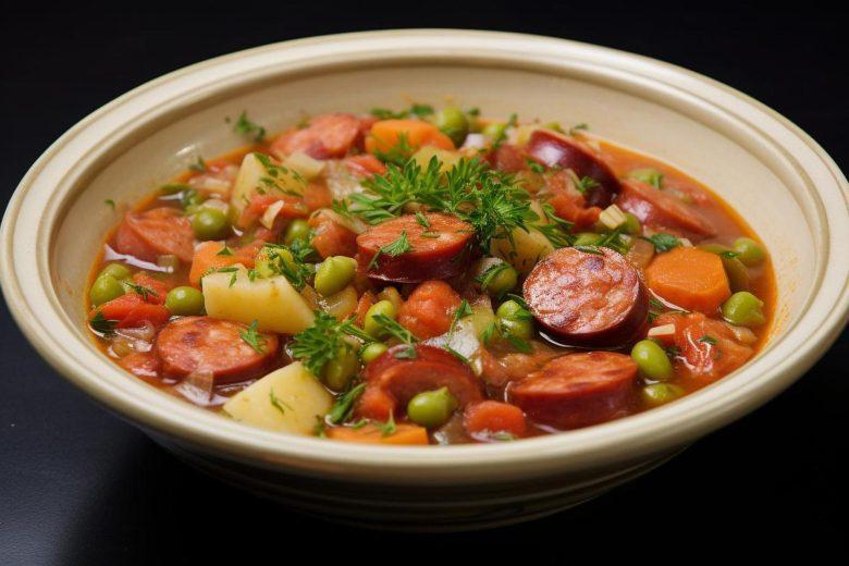Sopa de ervilha com calabresa e bacon