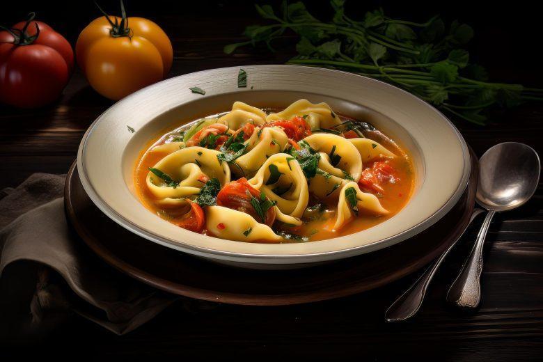 Sopa de tomate com tortelini