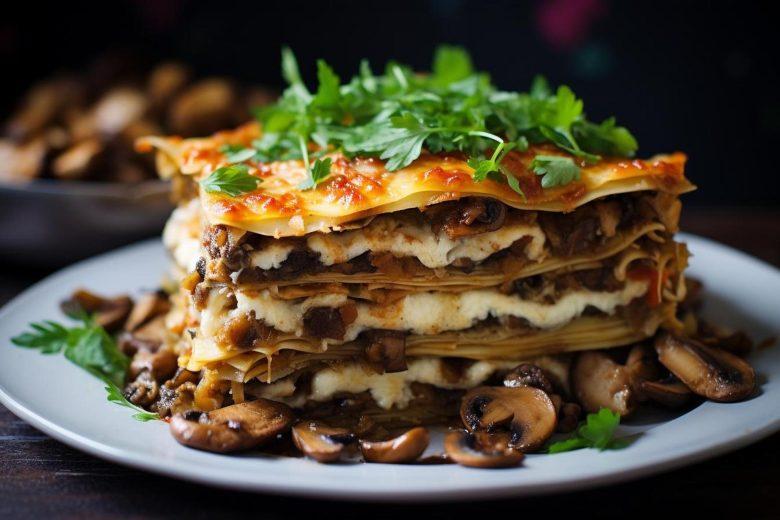 Lasanha de atum e cogumelos