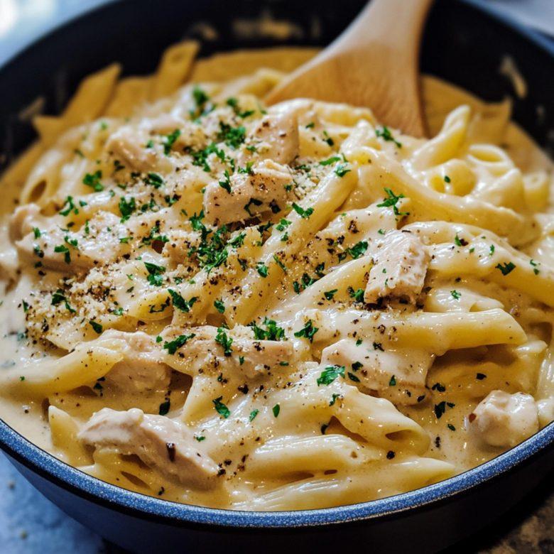 Macarrão com frango na pressão