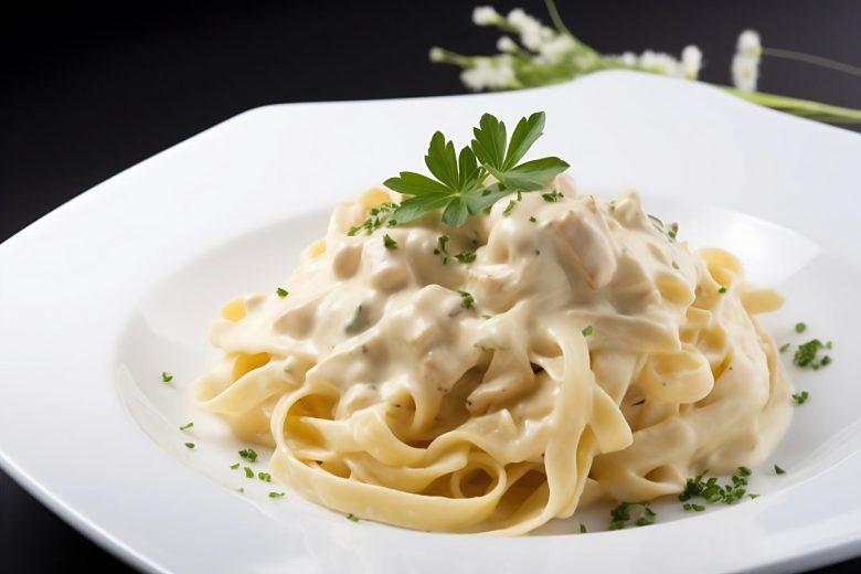 Talharim ao molho branco com gorgonzola e palmito