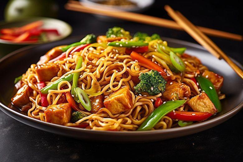 Miojo ao molho oriental e proteína de soja