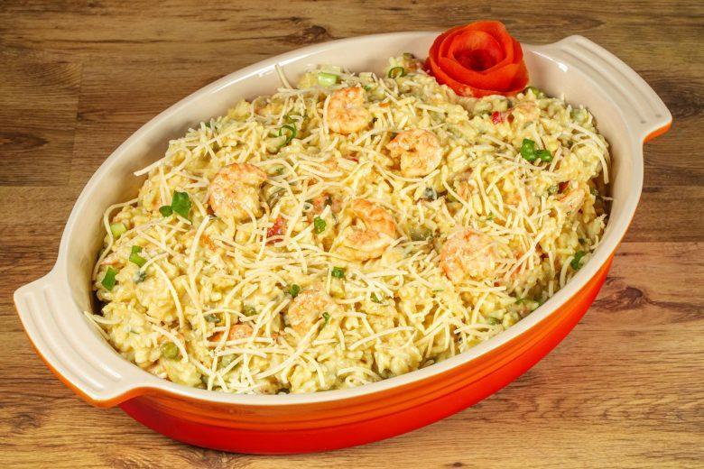 Risoto de camarão com requeijão