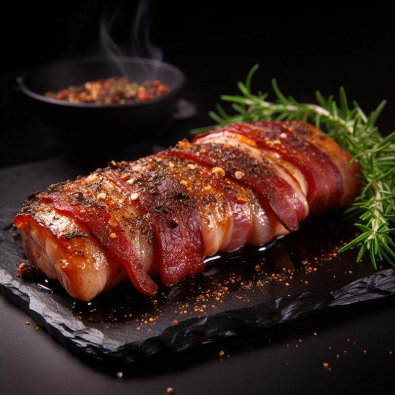 Lombo ao bacon com maçã