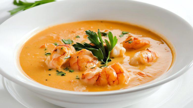 Caldo de cenoura e camarão
