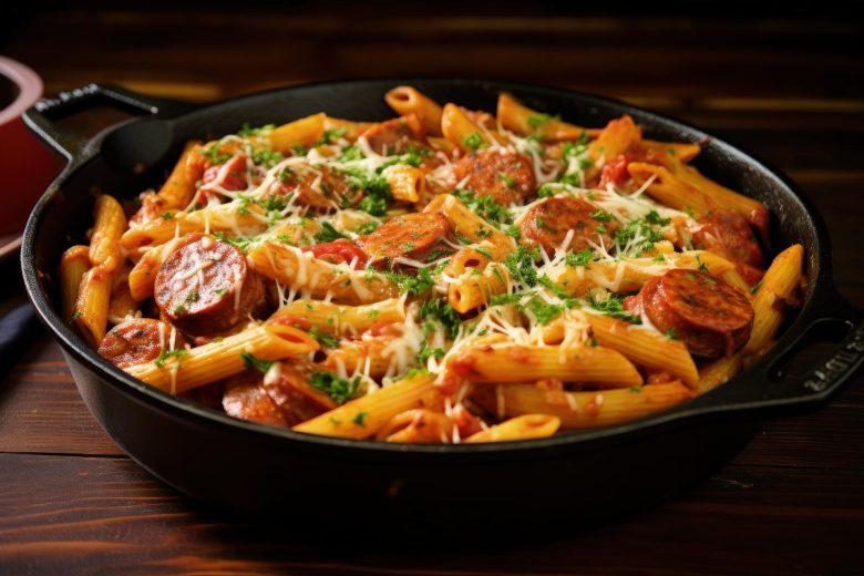 Penne com calabresa