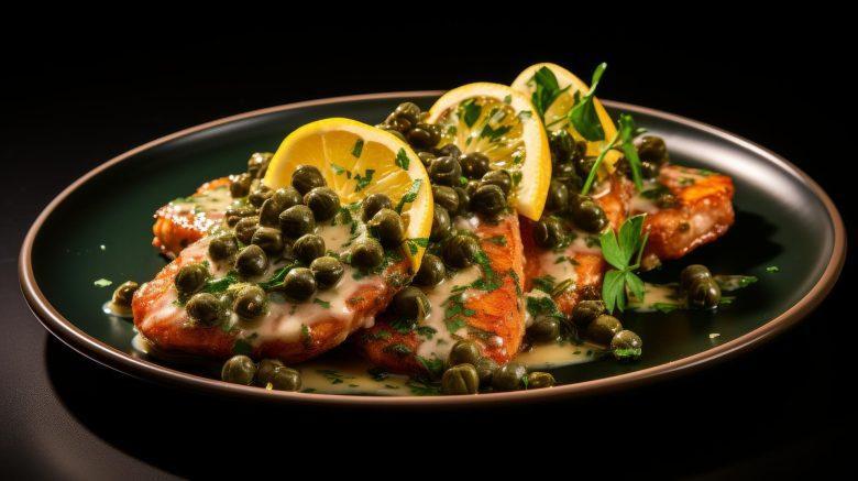 Salmão com alcaparras e ervas finas