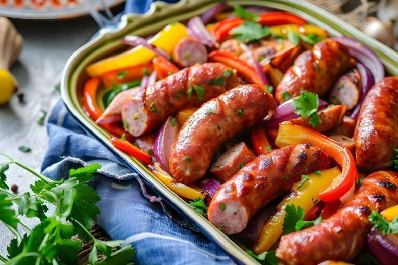 Linguiça acebolada com pimentão