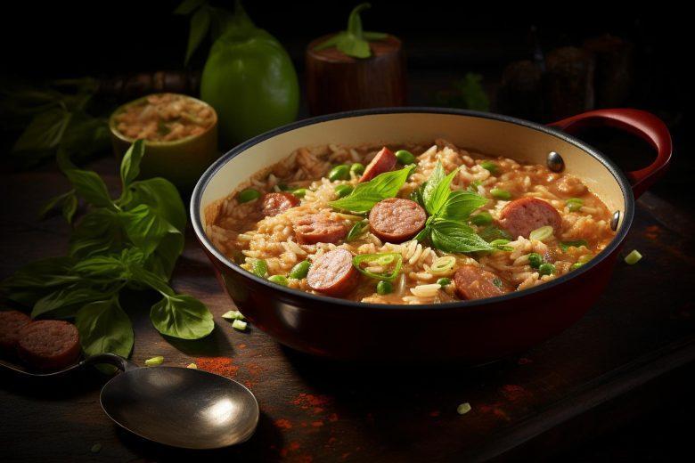 Risoto de linguiça e alho poró