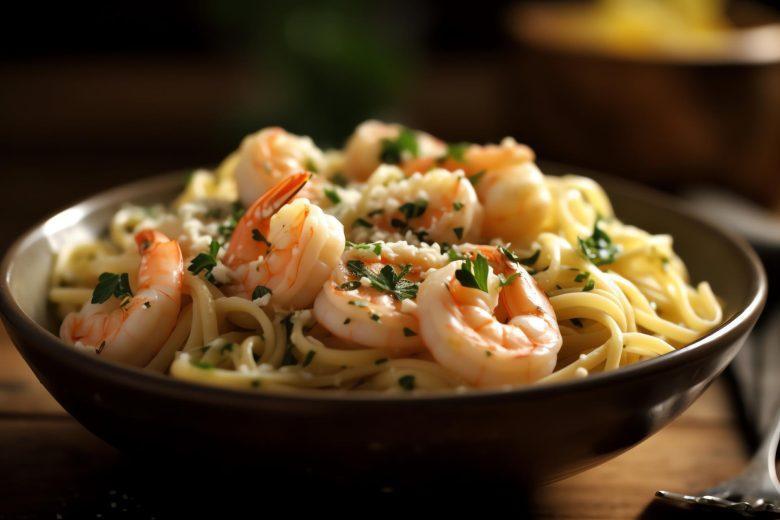 Macarrão alho e óleo com camarão