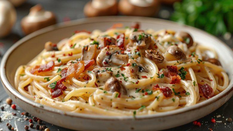 Macarrão ao molho branco de provolone e bacon