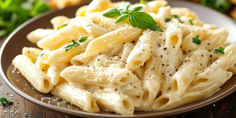 Penne ao molho branco com queijo