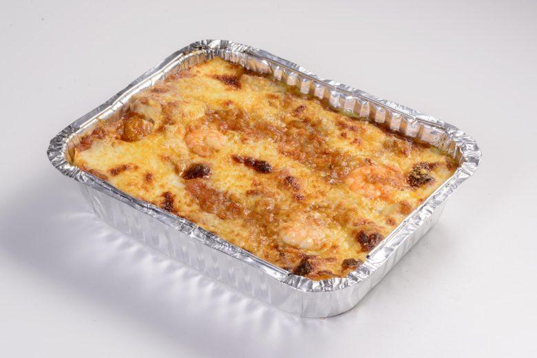 Lasanha cremosa com camarão