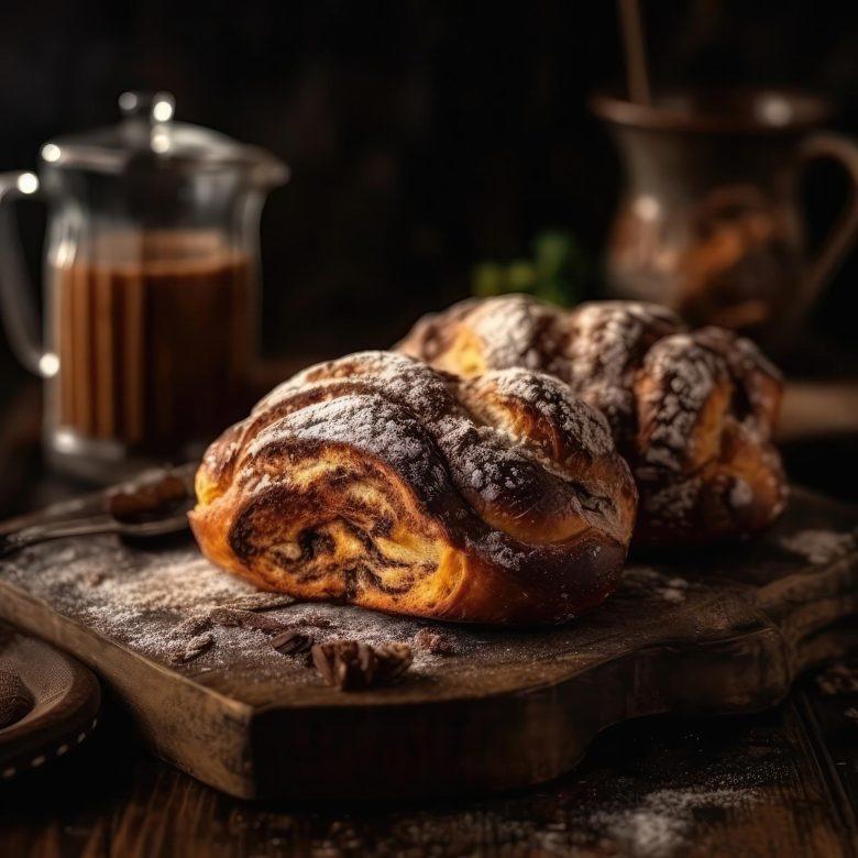 Pão doce recheado com chocolate