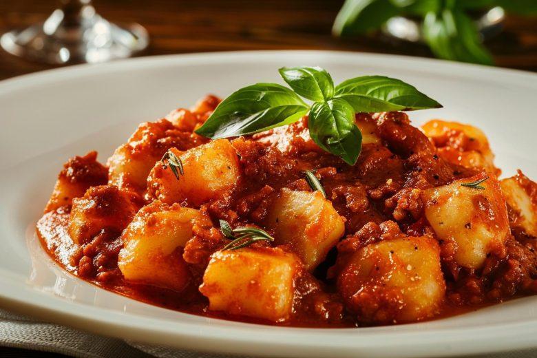 Nhoque de batata baroa à bolonhesa