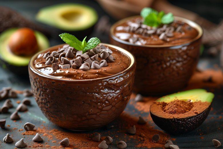 Mousse vegano de cacau com abacate