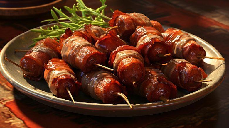 Enroladinho de salsicha, queijo e bacon