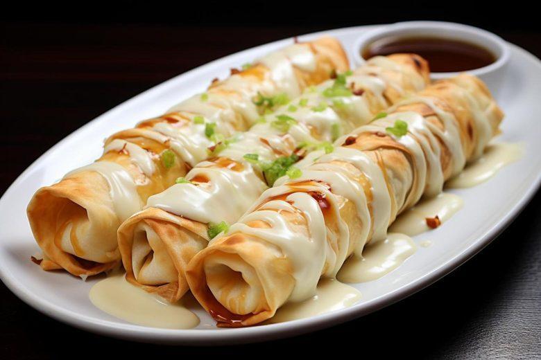 Panqueca de carne desfiada com molho branco