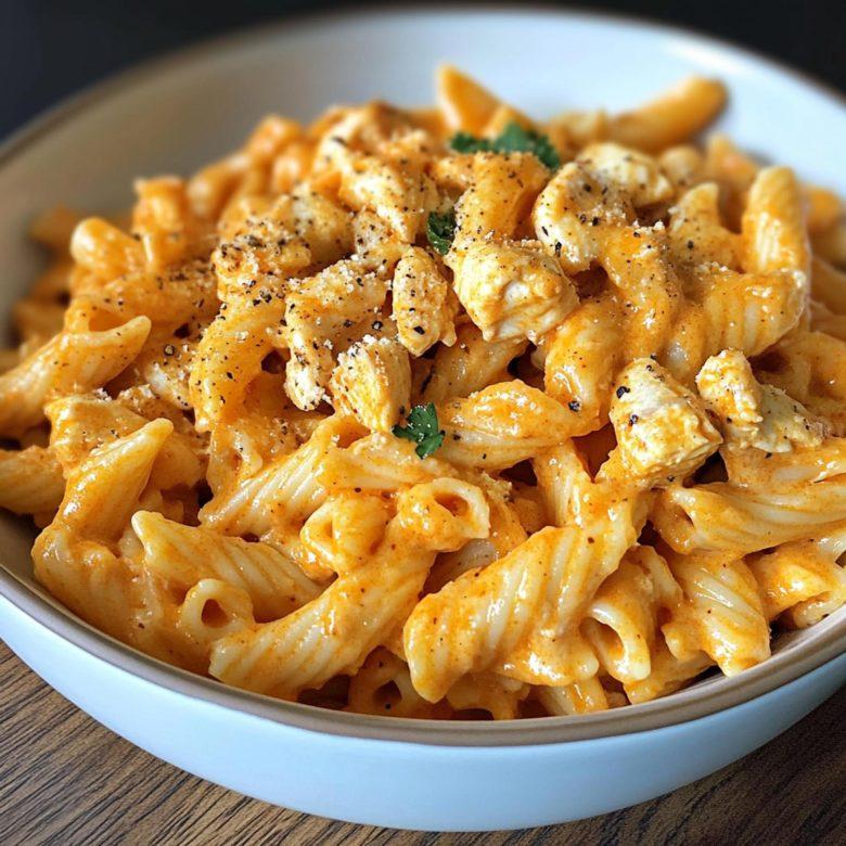 Macarrão com molho cremoso de frango