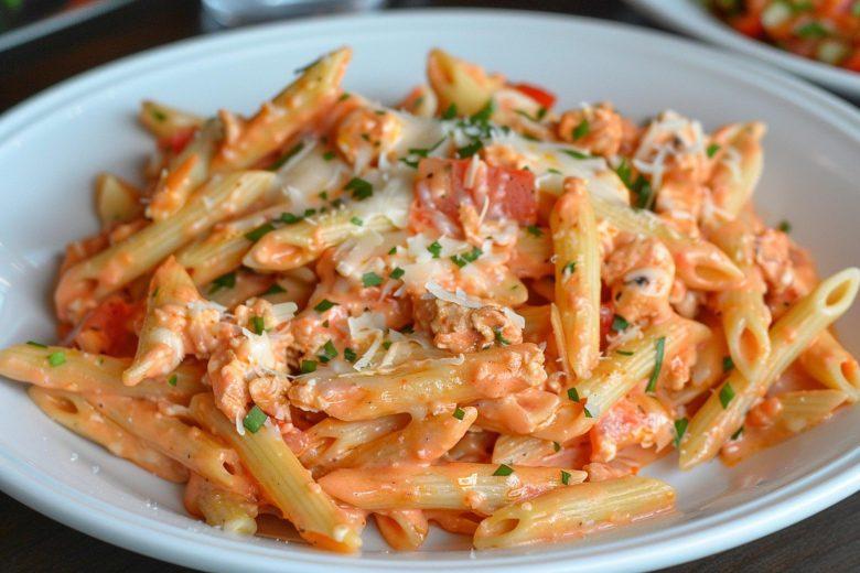 Macarrão com frango ao creme de leite