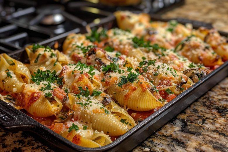 Conchiglione recheado com frango e queijo