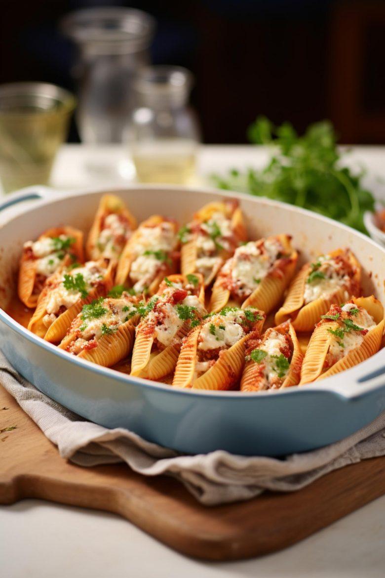Conchiglione de mussarela e peito de peru