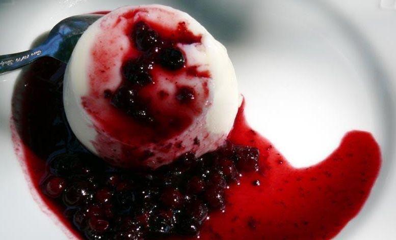 Panna cotta diet de iogurte com frutas silvestres