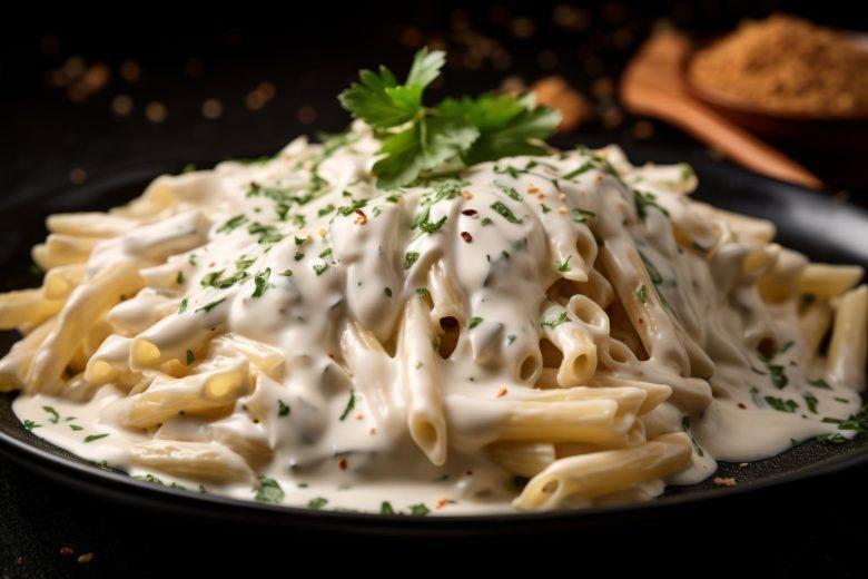 Macarrão ao molho branco com alho-poró e parmesão