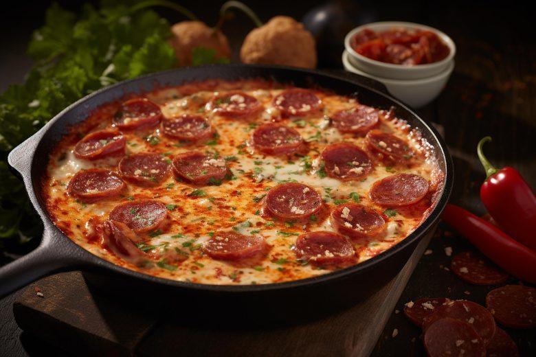 Pizza de frigideira com massa de panqueca