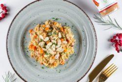 Risoto de quinoa com plant bacon