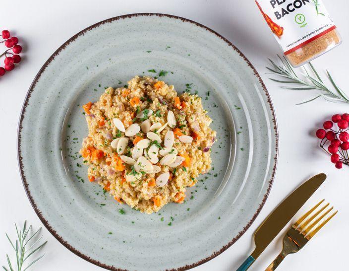 Risoto de quinoa com plant bacon
