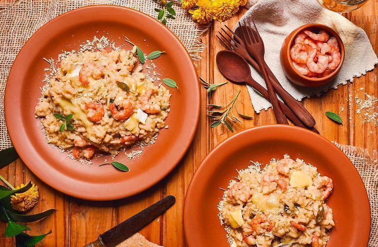 Risoto de camarão especial com queijo