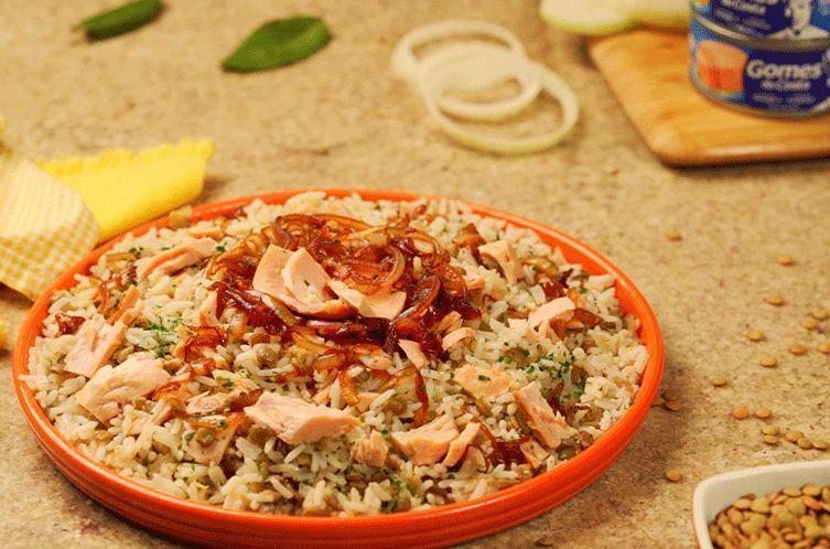Arroz especial com lentilha e atum