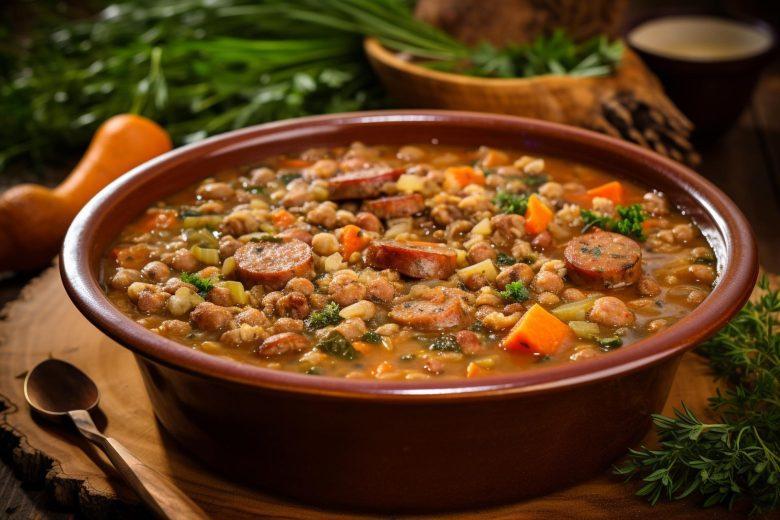 Caldo de lentilha com calabresa