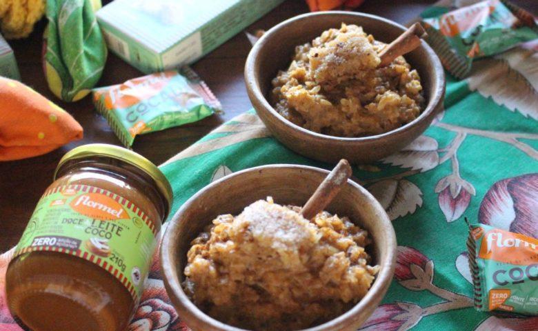Arroz doce com pedaços de cocada