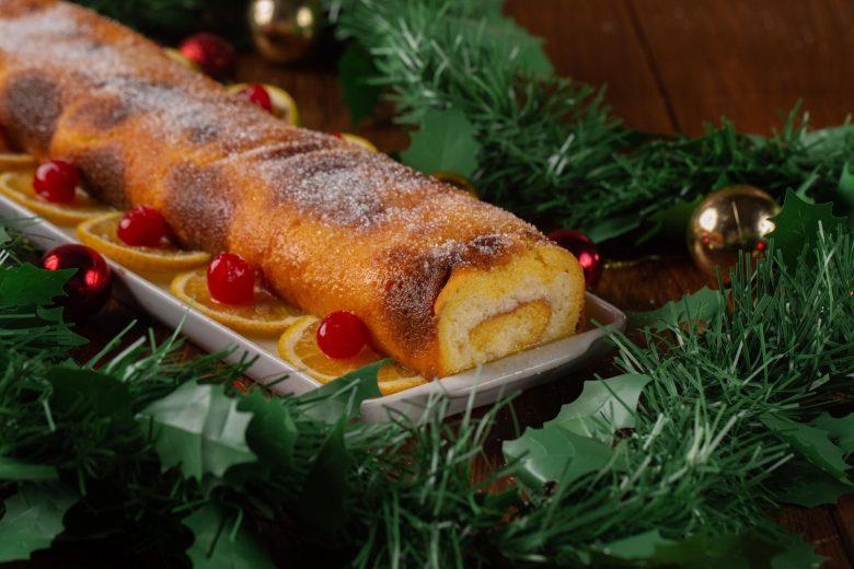 Rocambole de pudim de laranja