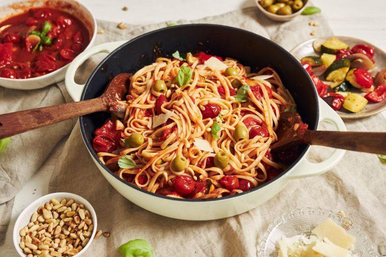 Espaguete com tomate cereja