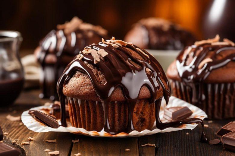 Muffin com calda de chocolate
